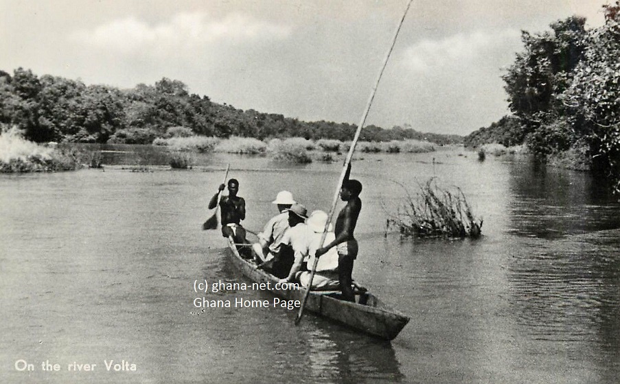 Gold Coast, Ghana, River Volta, Africans row a Boat, colonial officials, West Africa