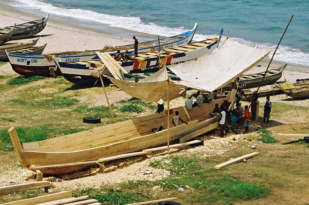 Beach and fishing boats at Elmina, Western region of Ghana